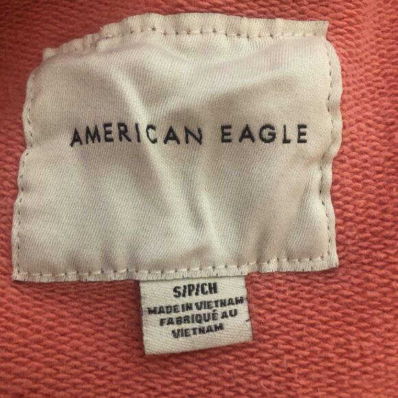 American Eagle Embroidered Hoodie Womens Size S Y2k Pink Mauve Soft Comfycore - Picture 11 of 12